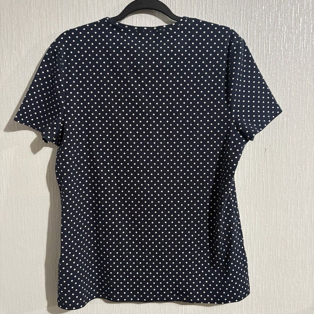 Lauren Ralph Lauren Navy Blue White Polka Dots T Shirt Short Sleeve Women’s XL